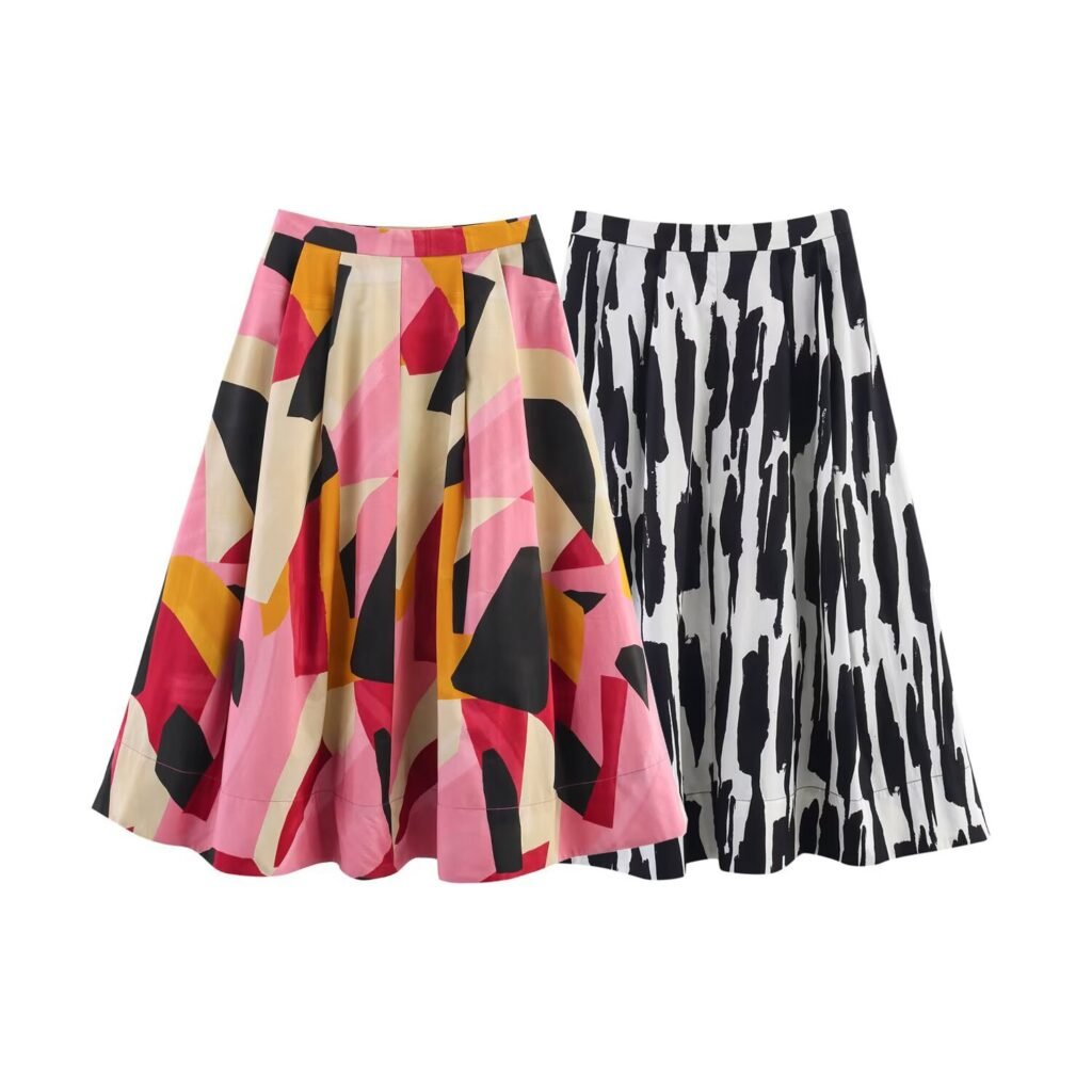 Women’s Pleated Printed Midi Skirt