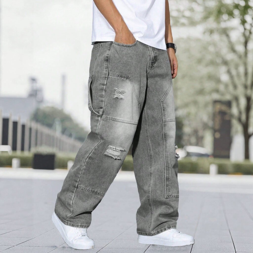 Men’s Distressed Washed Denim Jeans