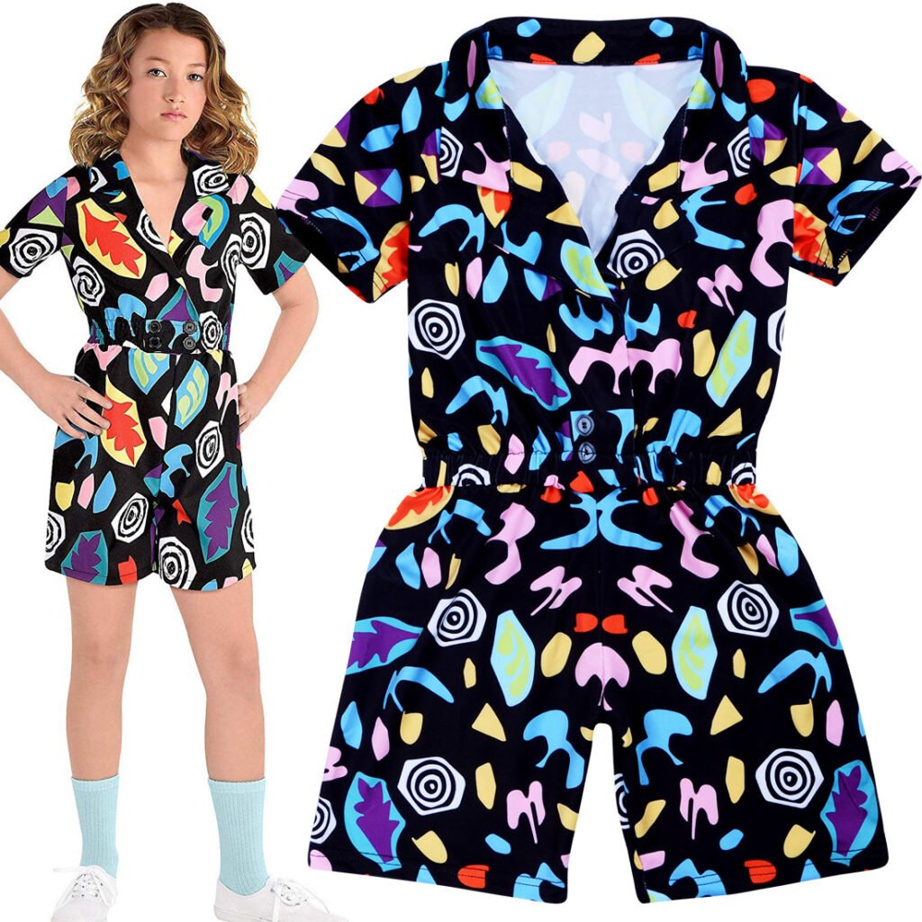 Girls' Colourful Print Short - Sleeve Jumpsuit - Ages 5 -15