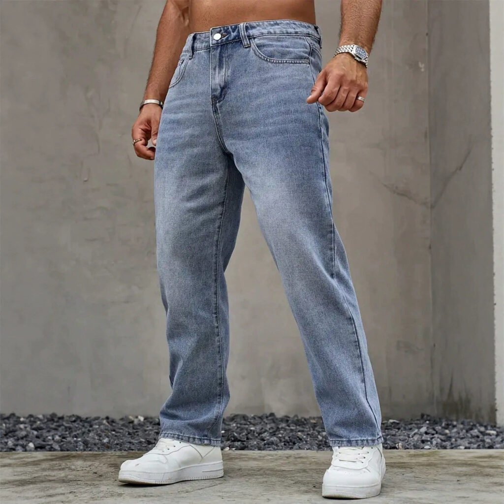 Men’s Washed Vintage Straight-Leg Jeans