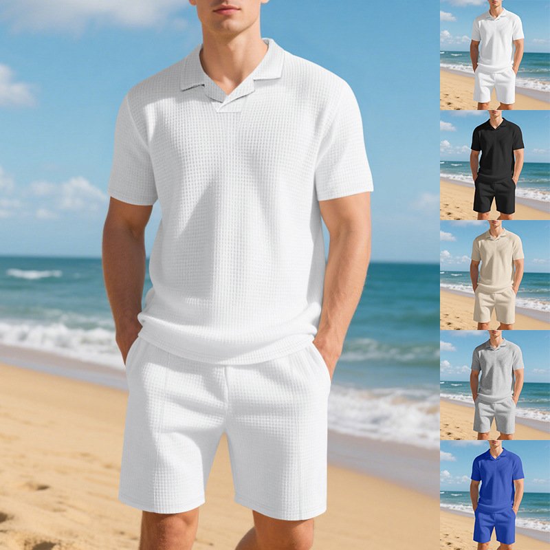 Men’s Casual Polo Shirt & Shorts Set - Image 2