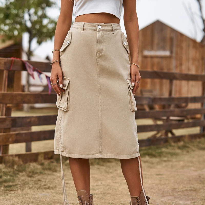 Women’s Retro Tie Midi Skirt