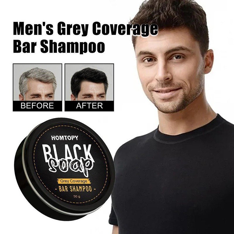 Men's Grey Coverage Black Hair Shampoo Bar