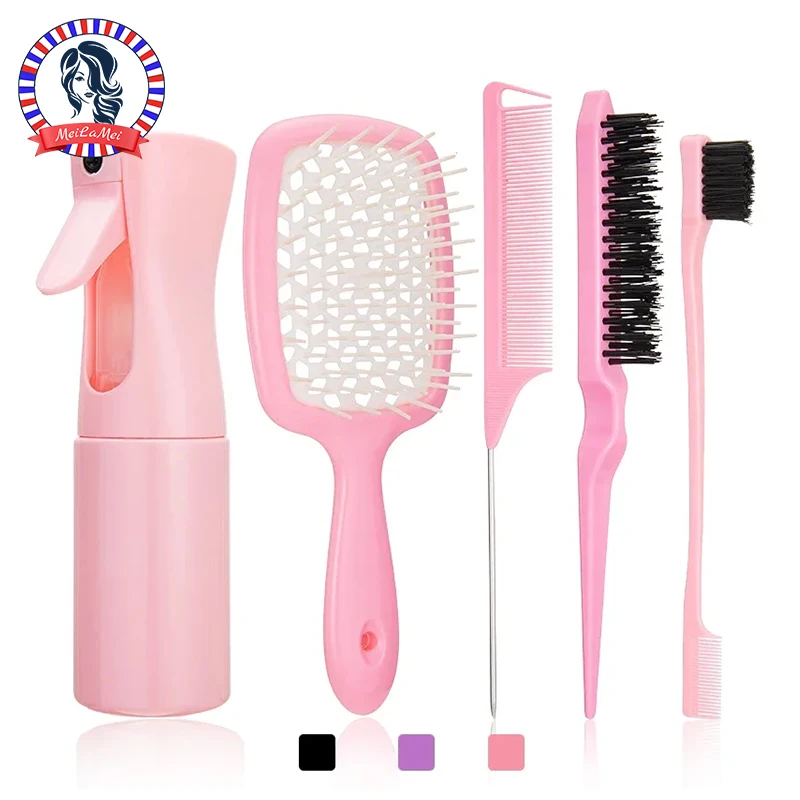 5 Piece Detangling Hair Brush & Comb Set