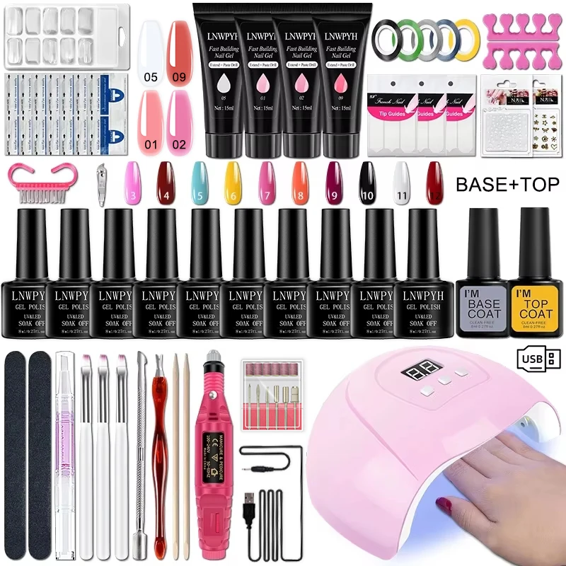 Gel Nail Polish Kit With UV Lamp & Electric Nail Drill