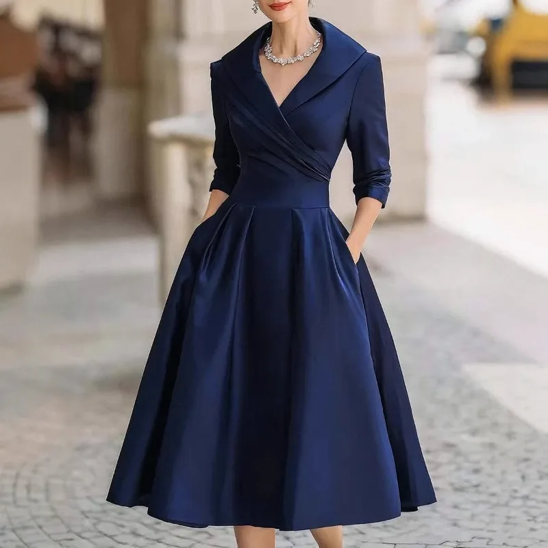 Women’s Elegant Long-Sleeve Fit & Flare Dress