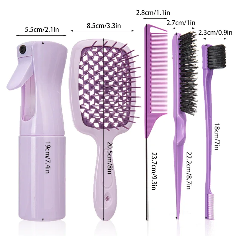 5 Piece Detangling Hair Brush & Comb Set - Image 6